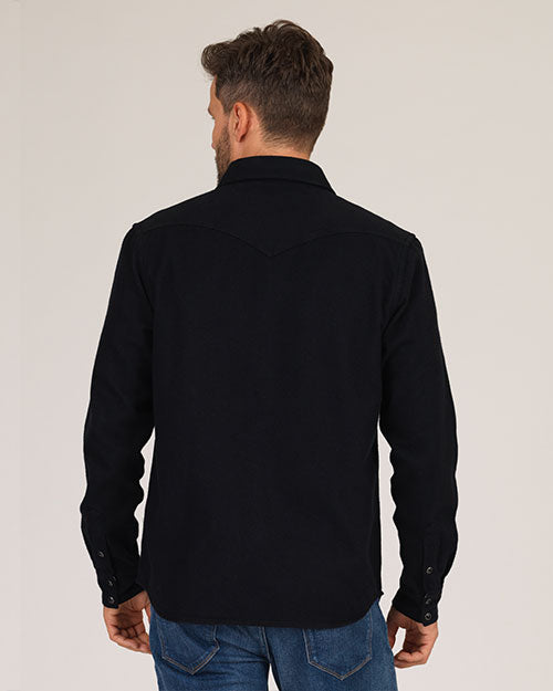 Flannel - Western Shirt - Black Brushed Twill