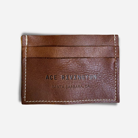 front of handcrafted leather wallet cardholder with three pockets