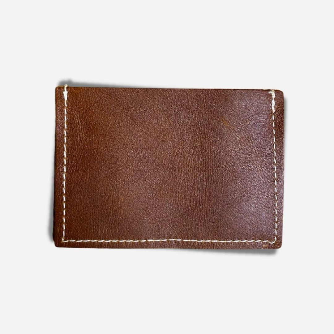 back of handcrafted leather wallet cardholder