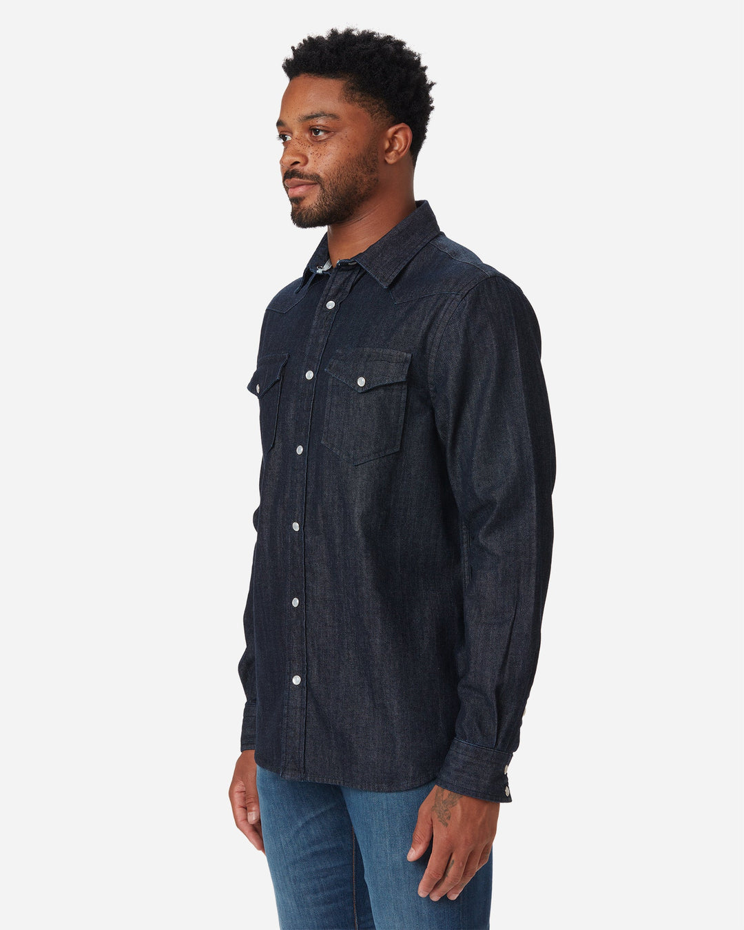 Mid Weight Denim - Western Shirt - Dark Wash